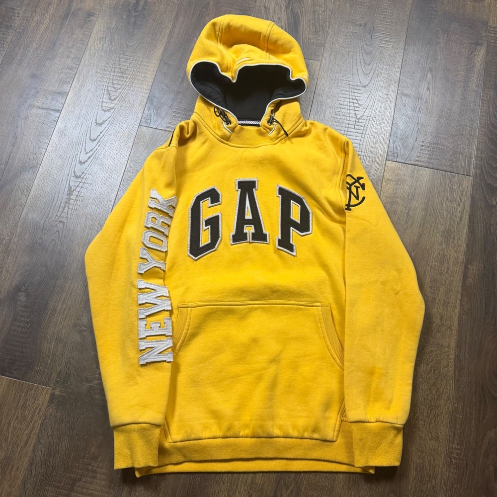 Vintage Y2K Gap London New York Yellow Spellout Hoodie XXL Fits Mens Large